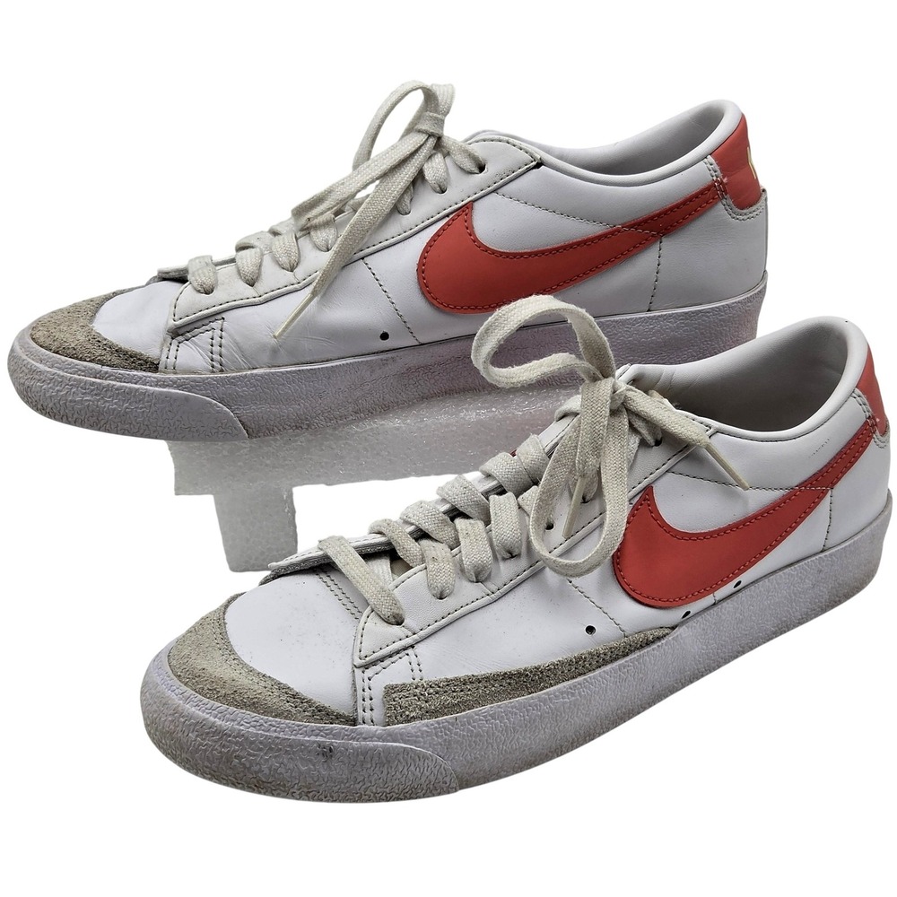 Nike Blazer Low 77 Shoes Womens Size 9.5 White Pink Leather DC4769-107 Sneakers